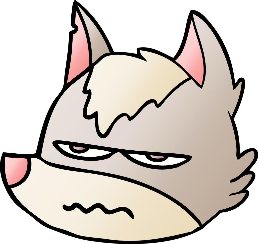 cartoon annoyed wolf face vector