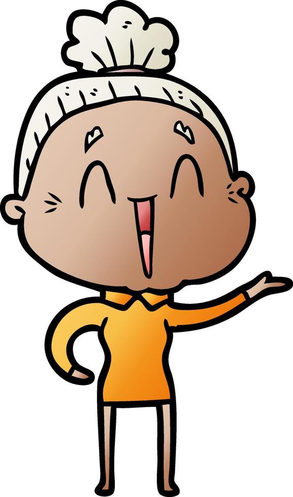 cartoon happy old lady vector