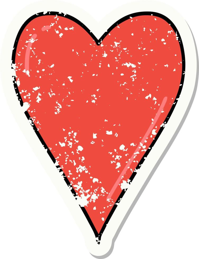 distressed sticker tattoo in traditional style of a heart vector