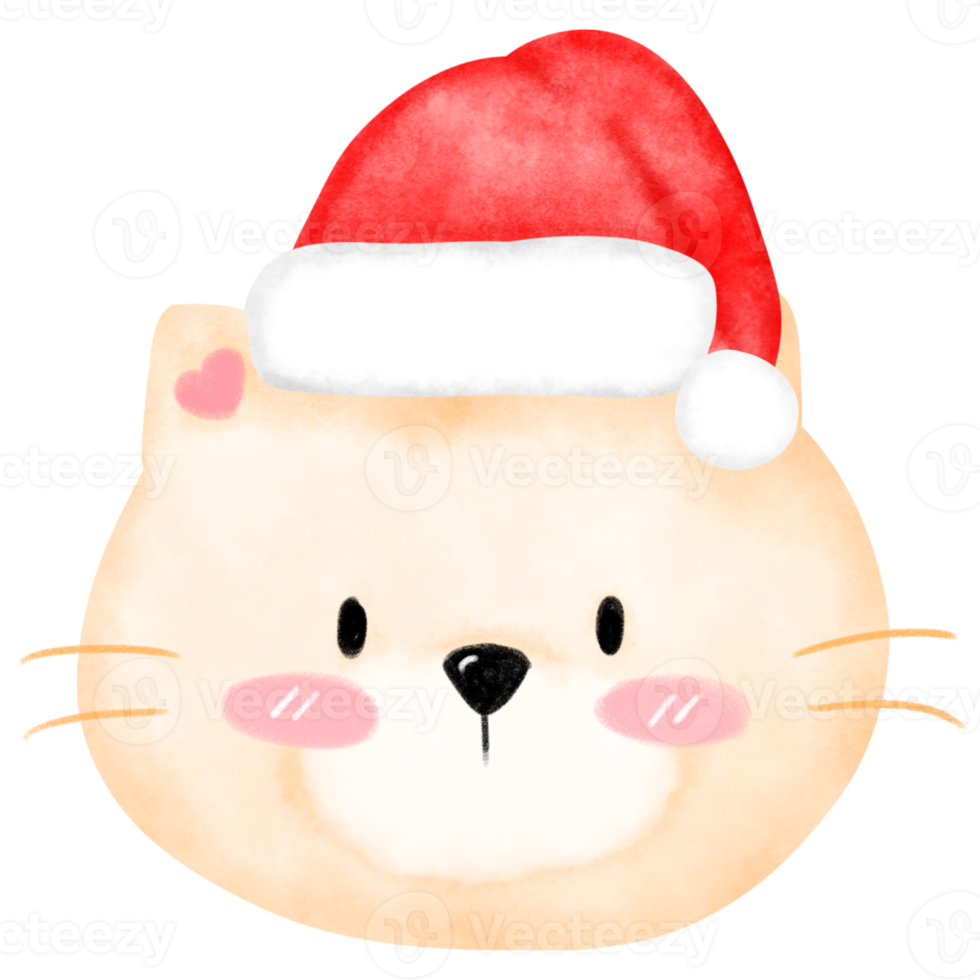 Cute Cat Watercolor Christmas png