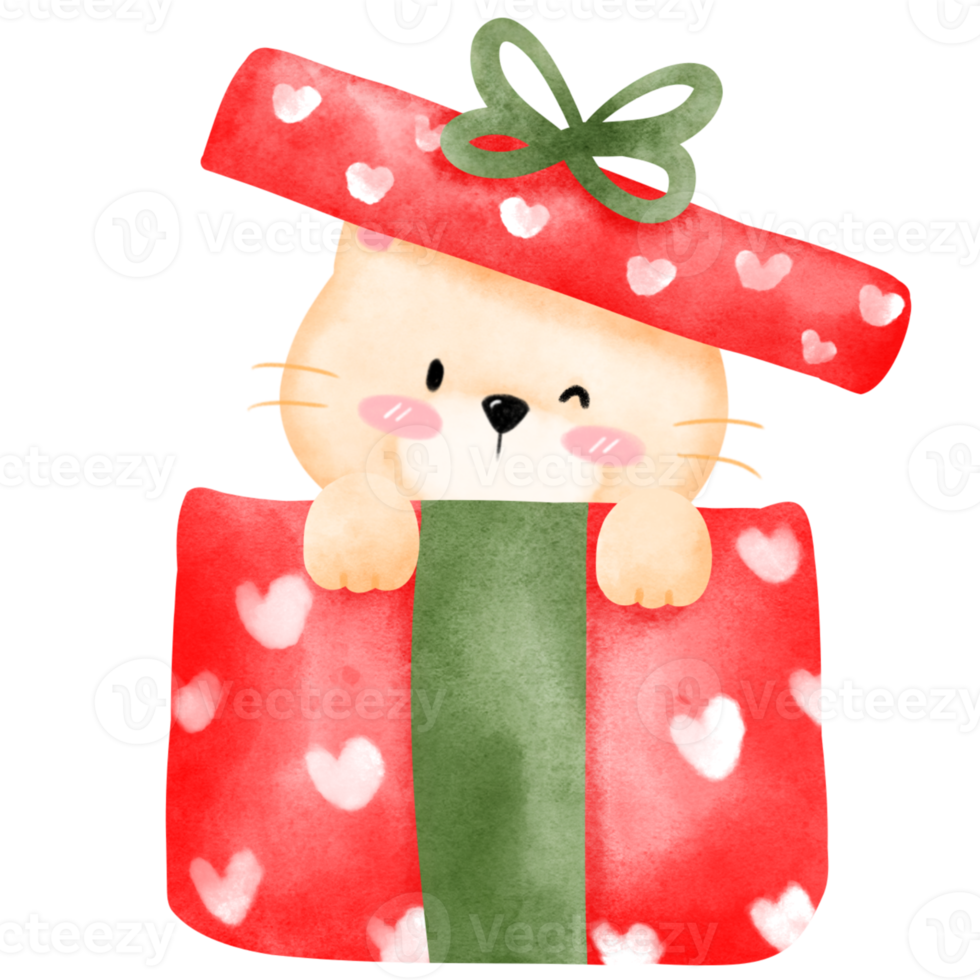 Cute Cat Watercolor Christmas png