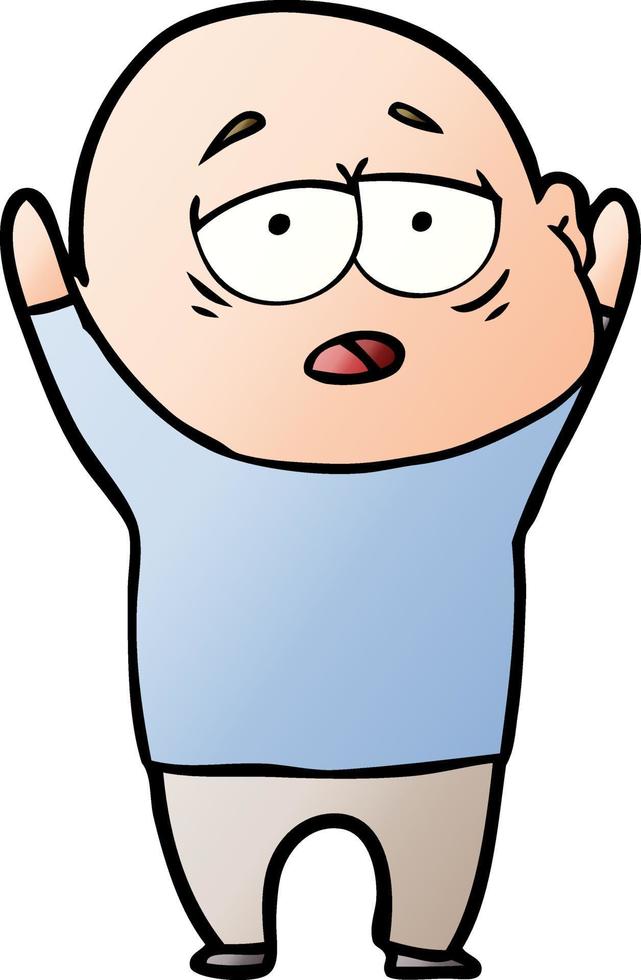 cartoon tired bald man vector