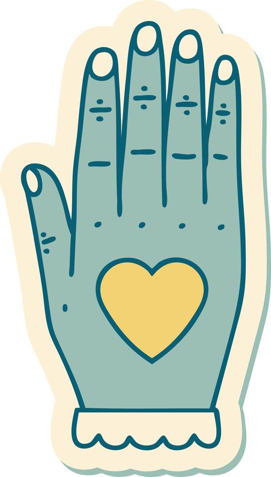 sticker of tattoo in traditional style of a hand vector