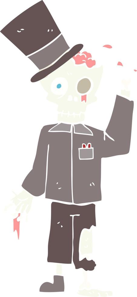 flat color illustration of posh zombie vector
