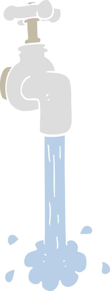 flat color illustration of running faucet vector