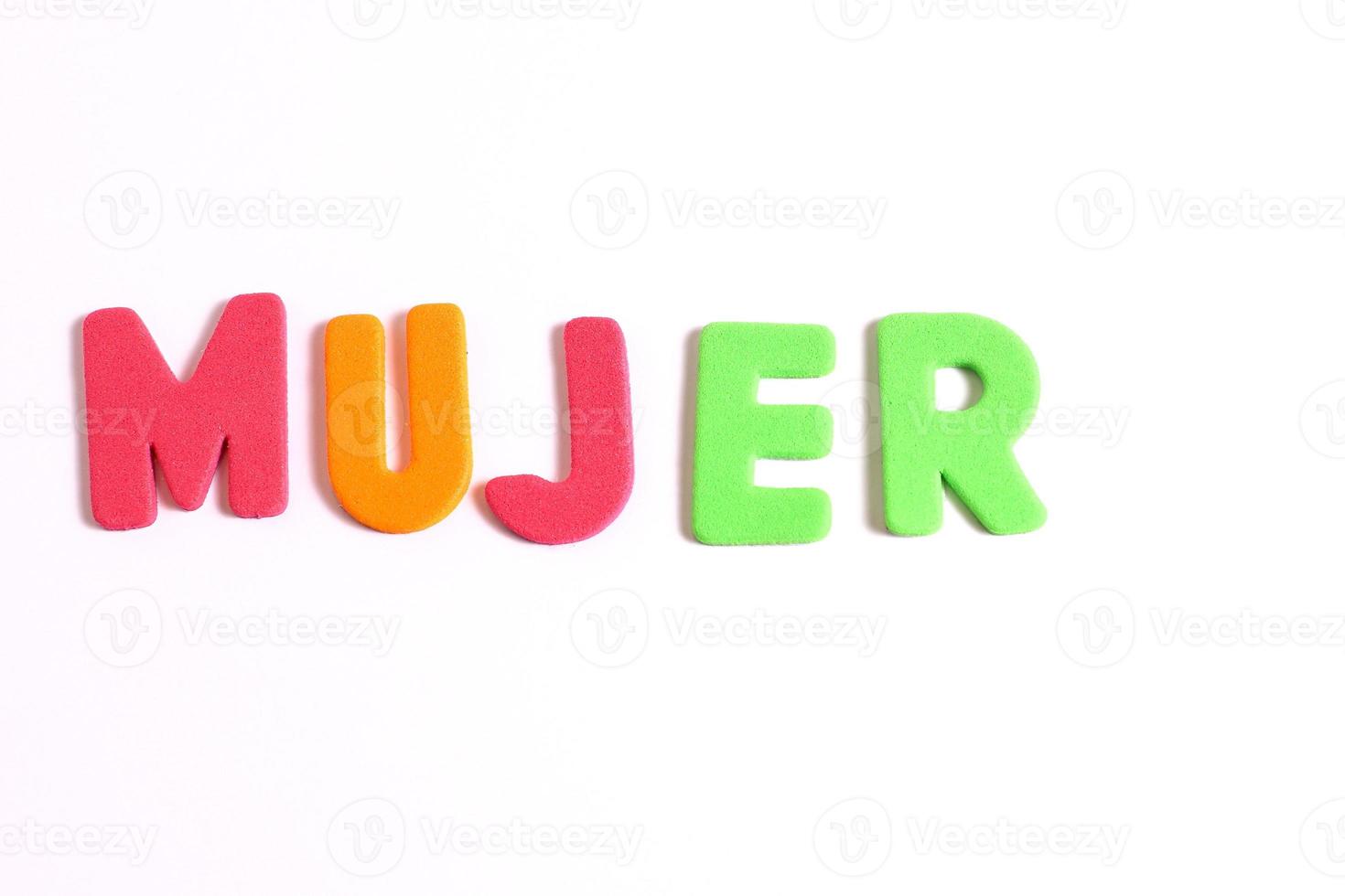 mujer, letras de palabras de mujer en español foto