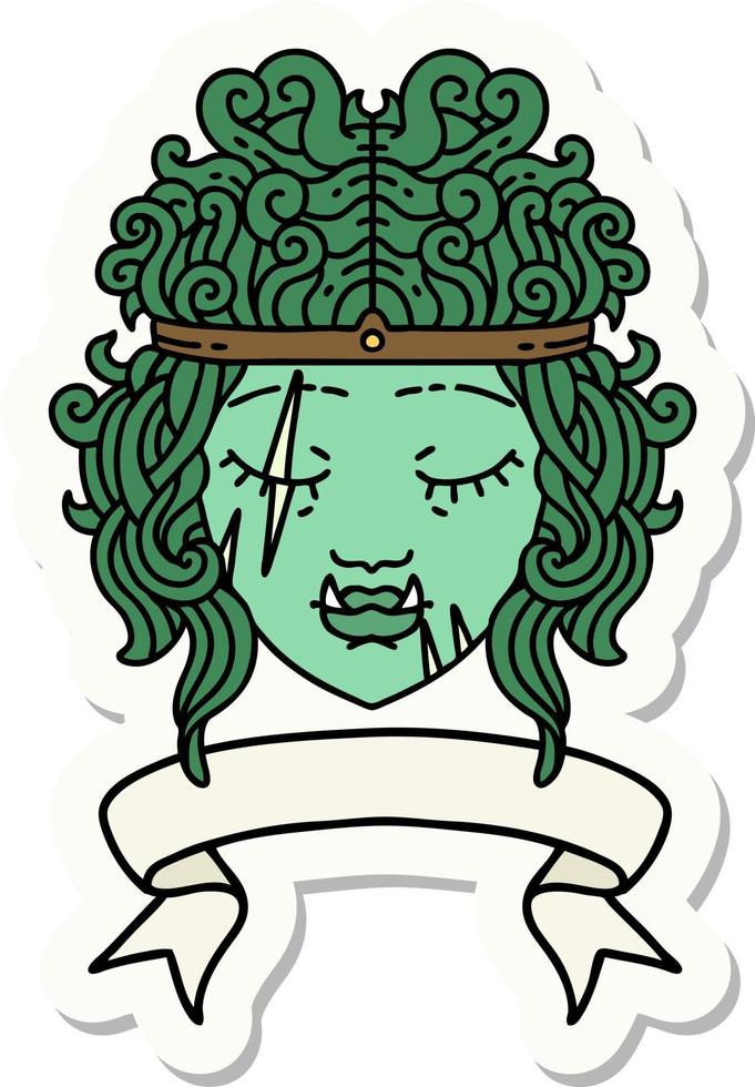 sticker of a orc barbarian character face with banner vector