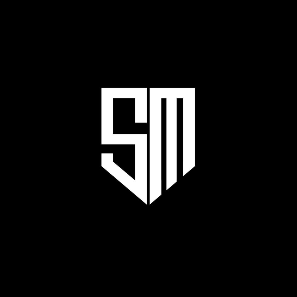 SM letter logo design with black background in illustrator. Vector logo, calligraphy designs for logo, Poster, Invitation, etc.