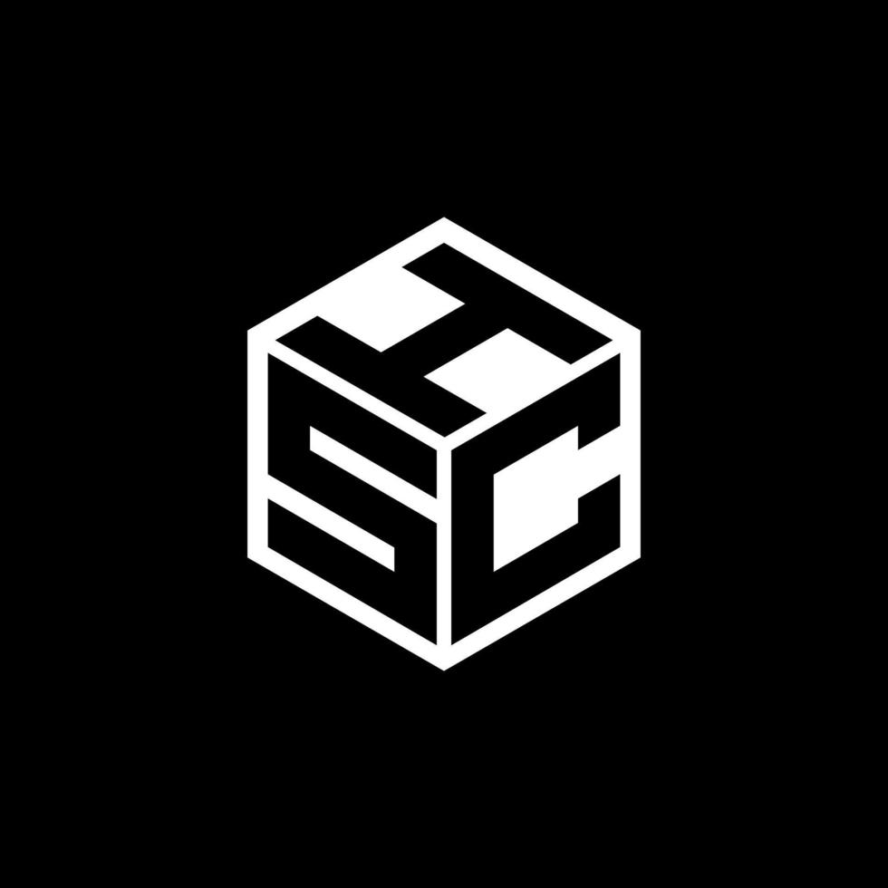 SCH letter logo design with black background in illustrator, cube logo, vector logo, modern alphabet font overlap style. calligraphy designs for logo, Poster, Invitation, etc.
