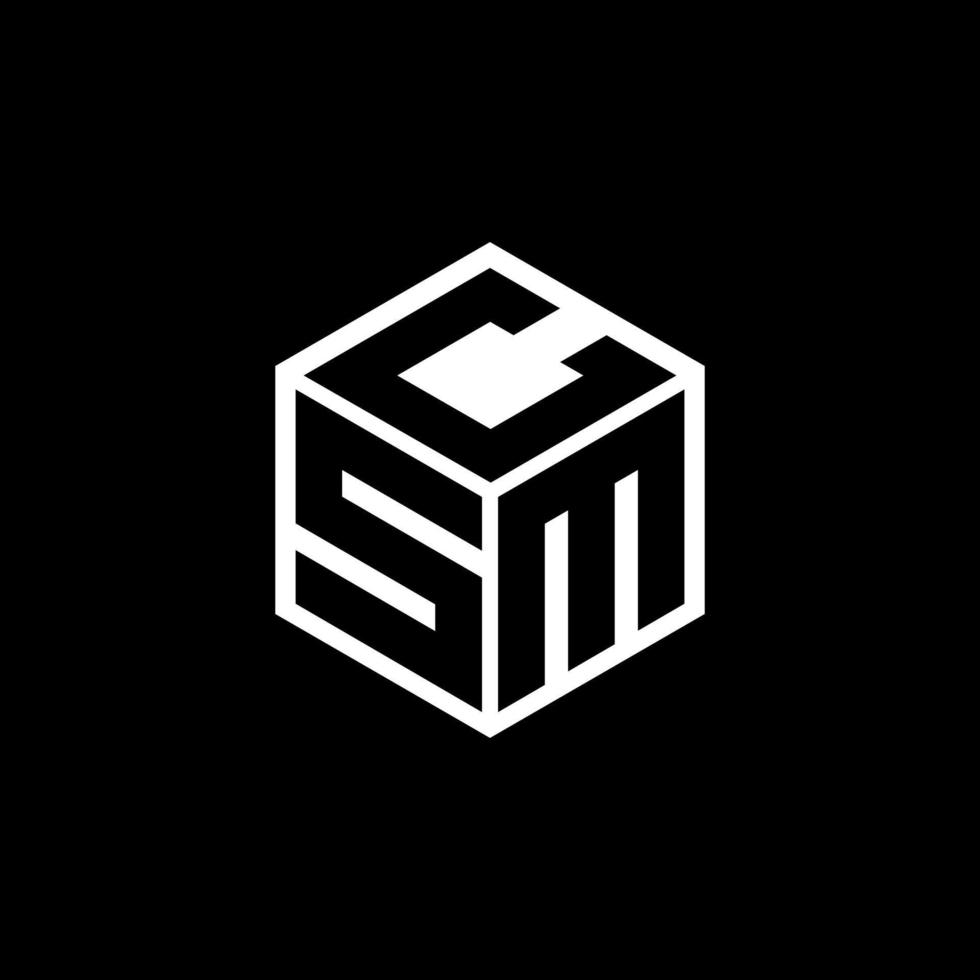 diseño de logotipo de letra smc con fondo negro en ilustrador, logotipo de cubo, logotipo de vector, estilo de superposición de fuente de alfabeto moderno. diseños de caligrafía para logo, afiche, invitación, etc. vector