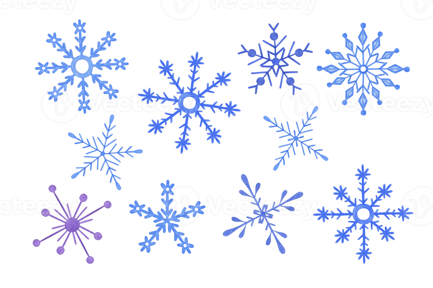 sneeuwvlokken reeks Kerstmis winter vakantie hand- getrokken symbool van einde van de jaar familie viering, groet kaart feestelijk humeur gemakkelijk illustratie png