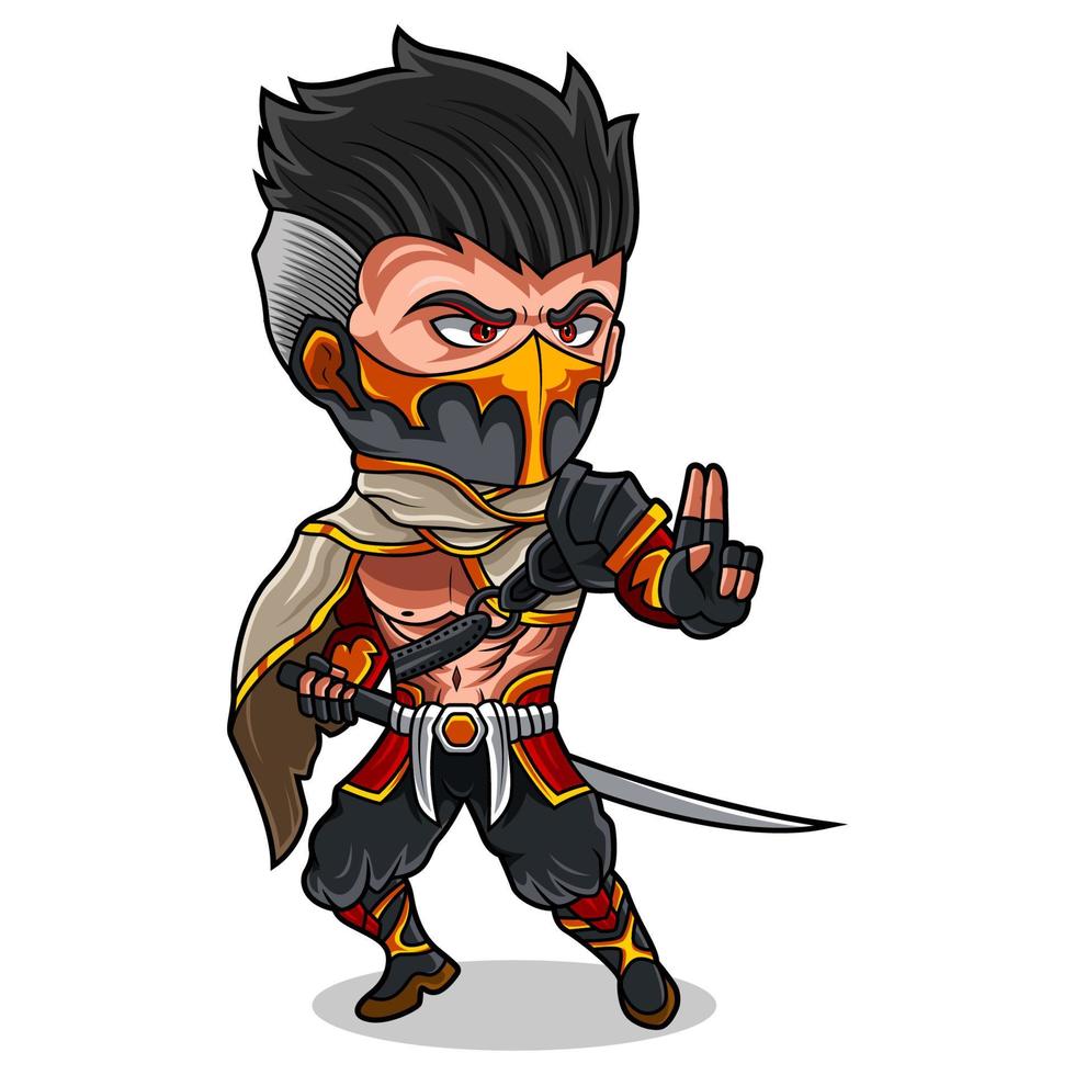 Ninja chibi mascot logo design vector