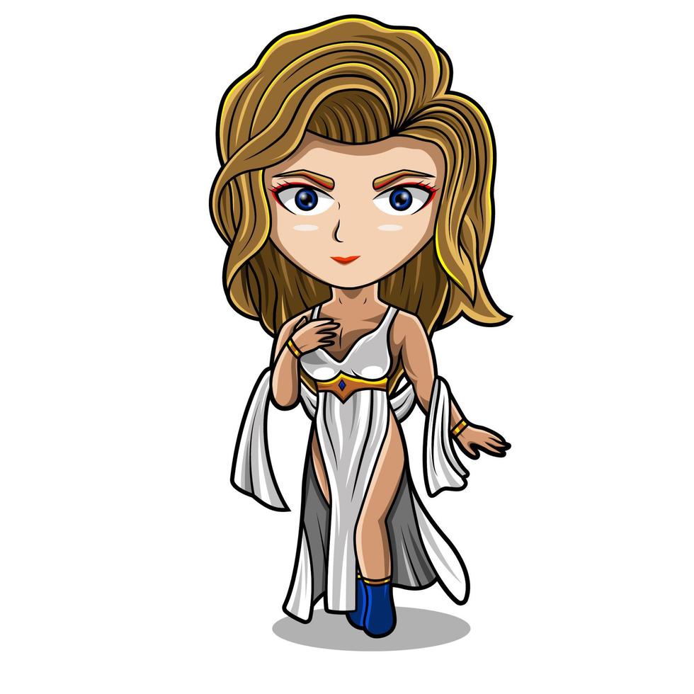 Aphrodite chibi mascot logo design vector