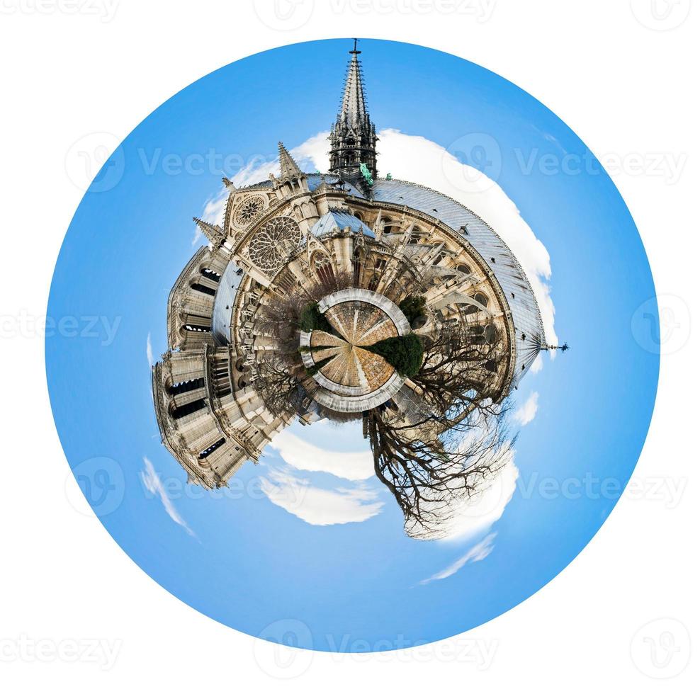 spherical view of cathedral Notre Dame de Paris photo