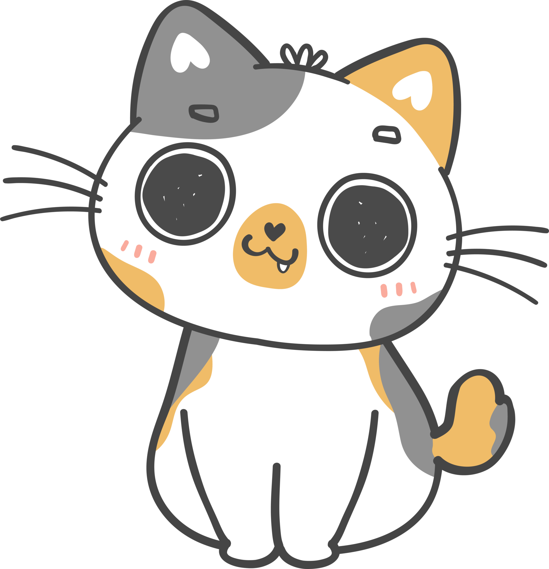 Free cute playful calico Japanese bobtail kitten cat cartoon doodle hand  drawing 12041186 PNG with Transparent Background
