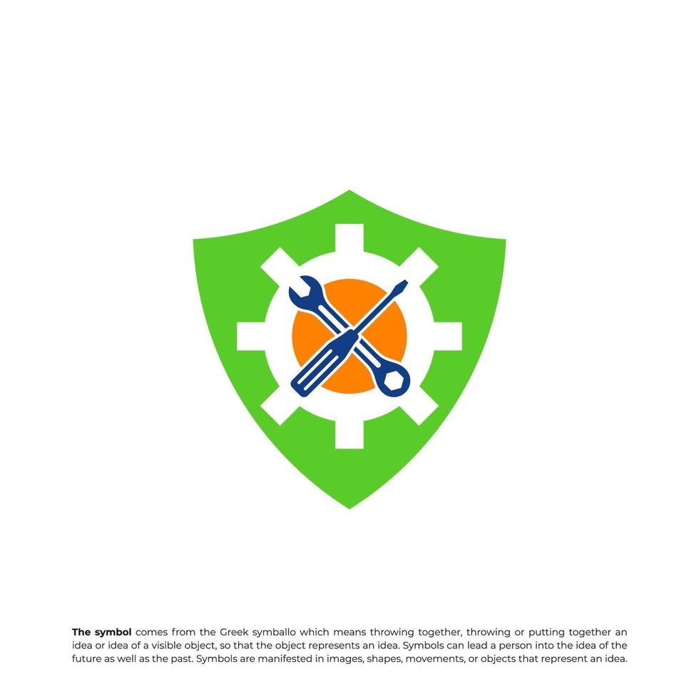 Mechanic Shield Logo Vector. Shield Mechanic logo design concept template. Creative Simple Icon Symbol vector