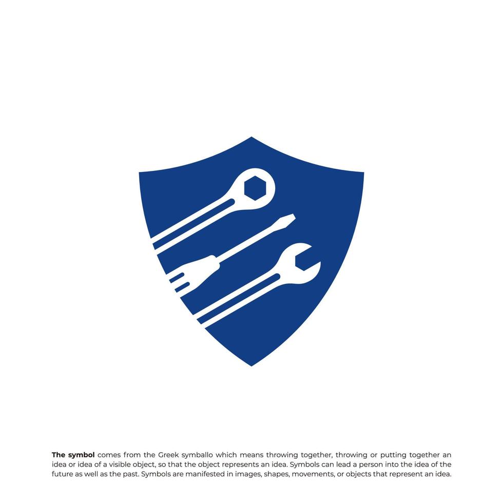 Mechanic Shield Logo Vector. Shield Mechanic logo design concept template. Creative Simple Icon Symbol vector