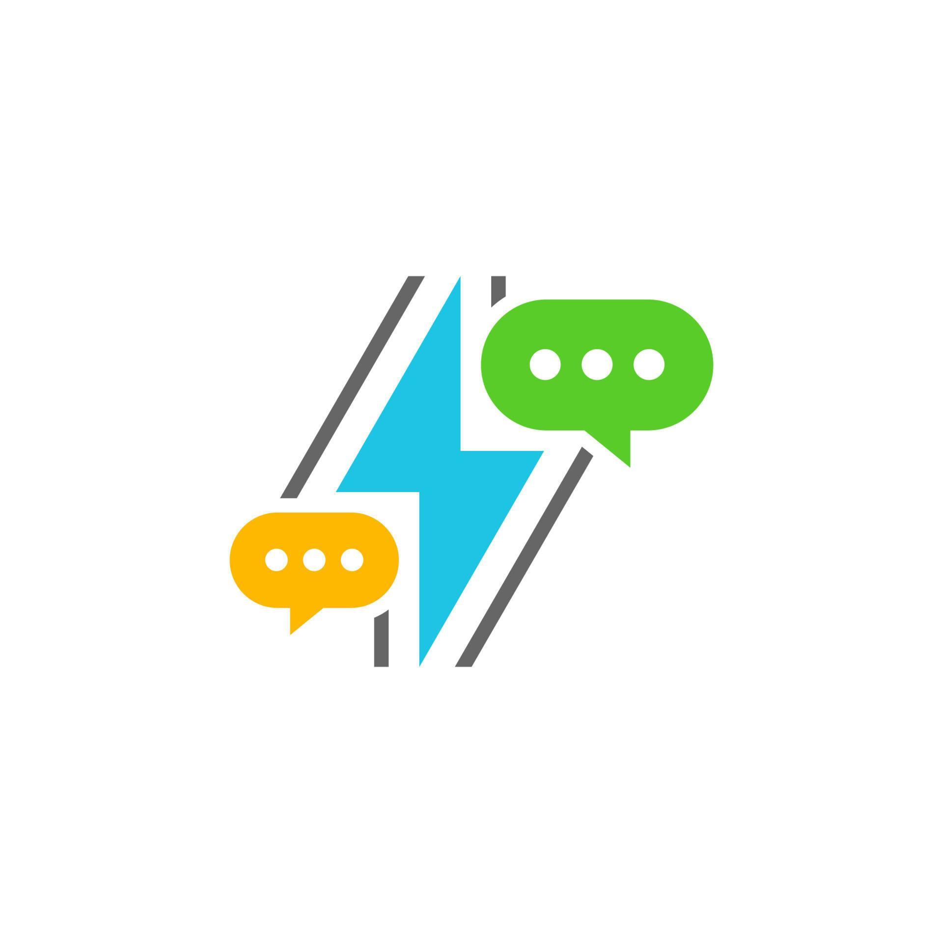 Thunder Chat Logo Design Template. Chat Fast logo concept vector