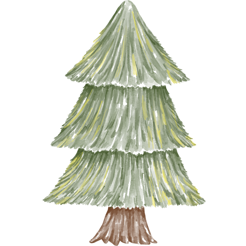 Kerstmis boom illustratie ontworpen met waterverf grafiek technieken. transparant achtergrond geschikt voor Kerstmis thema decoraties, digitaal afdrukken, zak ontwerp, geschenken, Kerstmis kaarten, sticker png