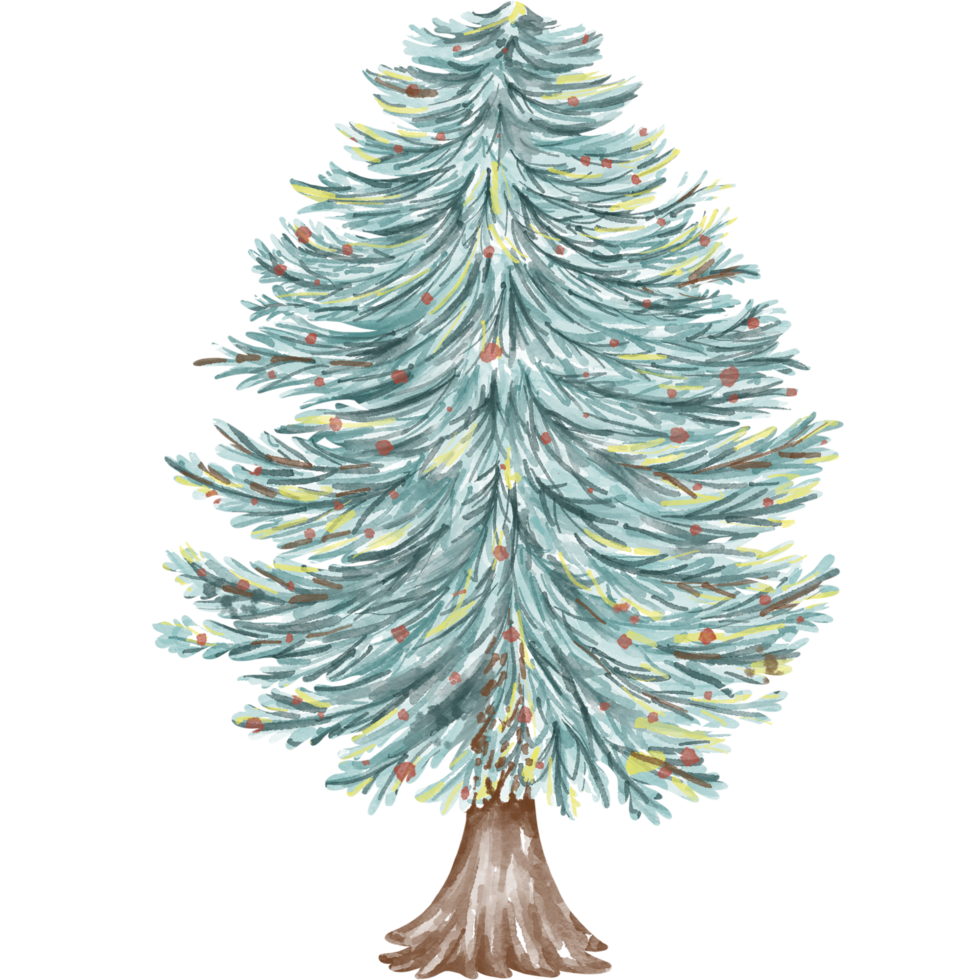 Kerstmis boom illustratie ontworpen met waterverf grafiek technieken. transparant achtergrond geschikt voor Kerstmis thema decoraties, digitaal afdrukken, zak ontwerp, geschenken, Kerstmis kaarten, sticker png