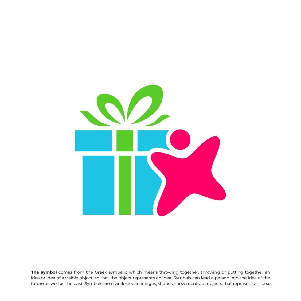plantilla de diseño de logotipo de regalo infantil. vector de concepto de logotipo de regalo de personas. símbolo de icono creativo