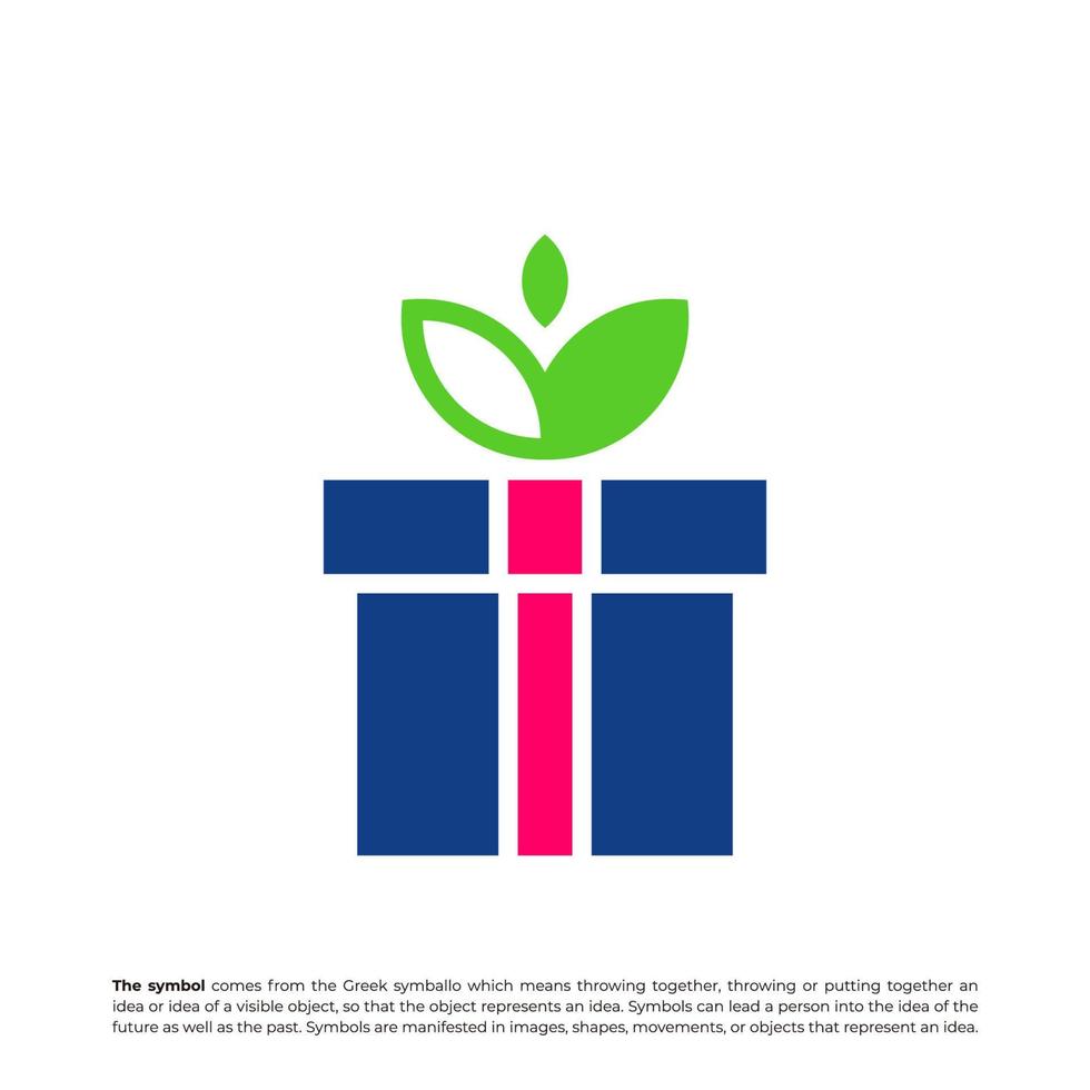 plantilla de diseño de logotipo de regalo de naturaleza. vector de concepto de logotipo de hoja de regalo. símbolo de icono creativo