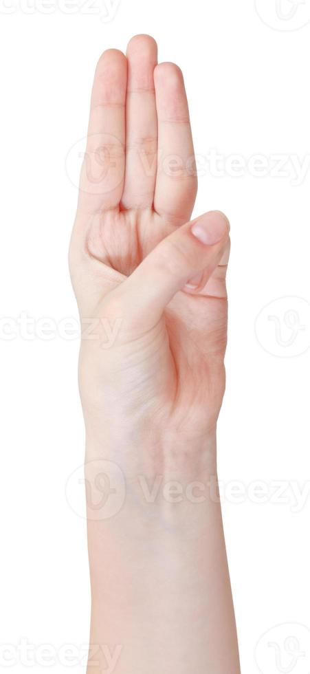 finger counting three - hand gesture photo