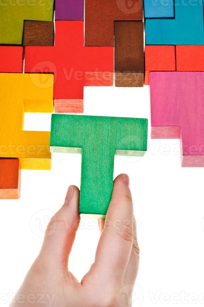 arrangement T-shaped block in puzzle photo