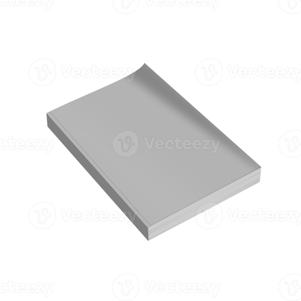 Softcover book mockup with rolled up cover png