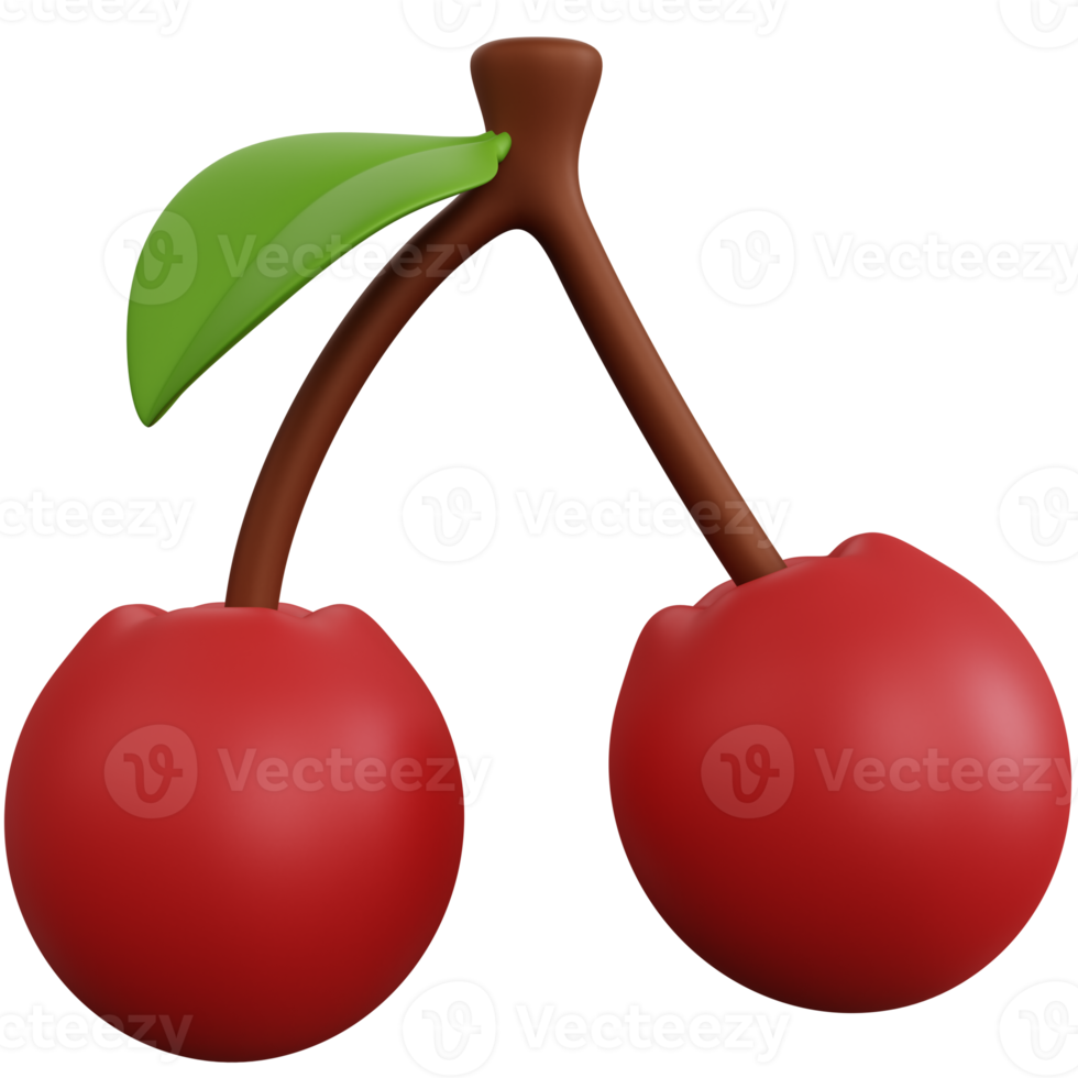 3d rendering fresh cherries isolated png