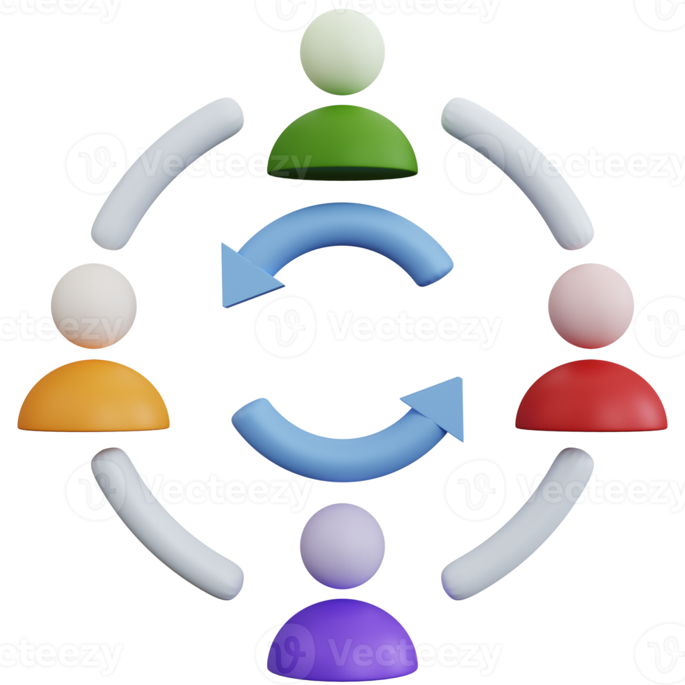 rendu 3d quatre comptes avec des flèches isolées png