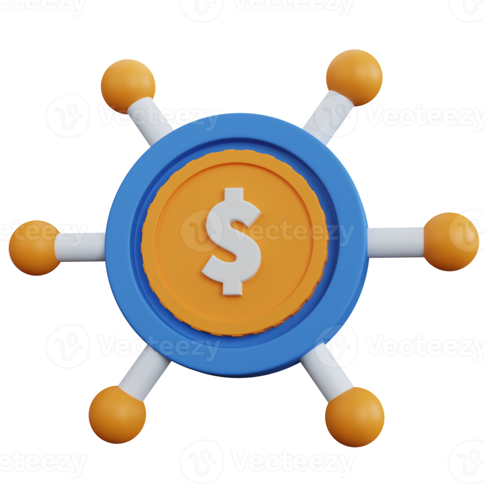 3d tolkning mynt med förbindelse isolerat png