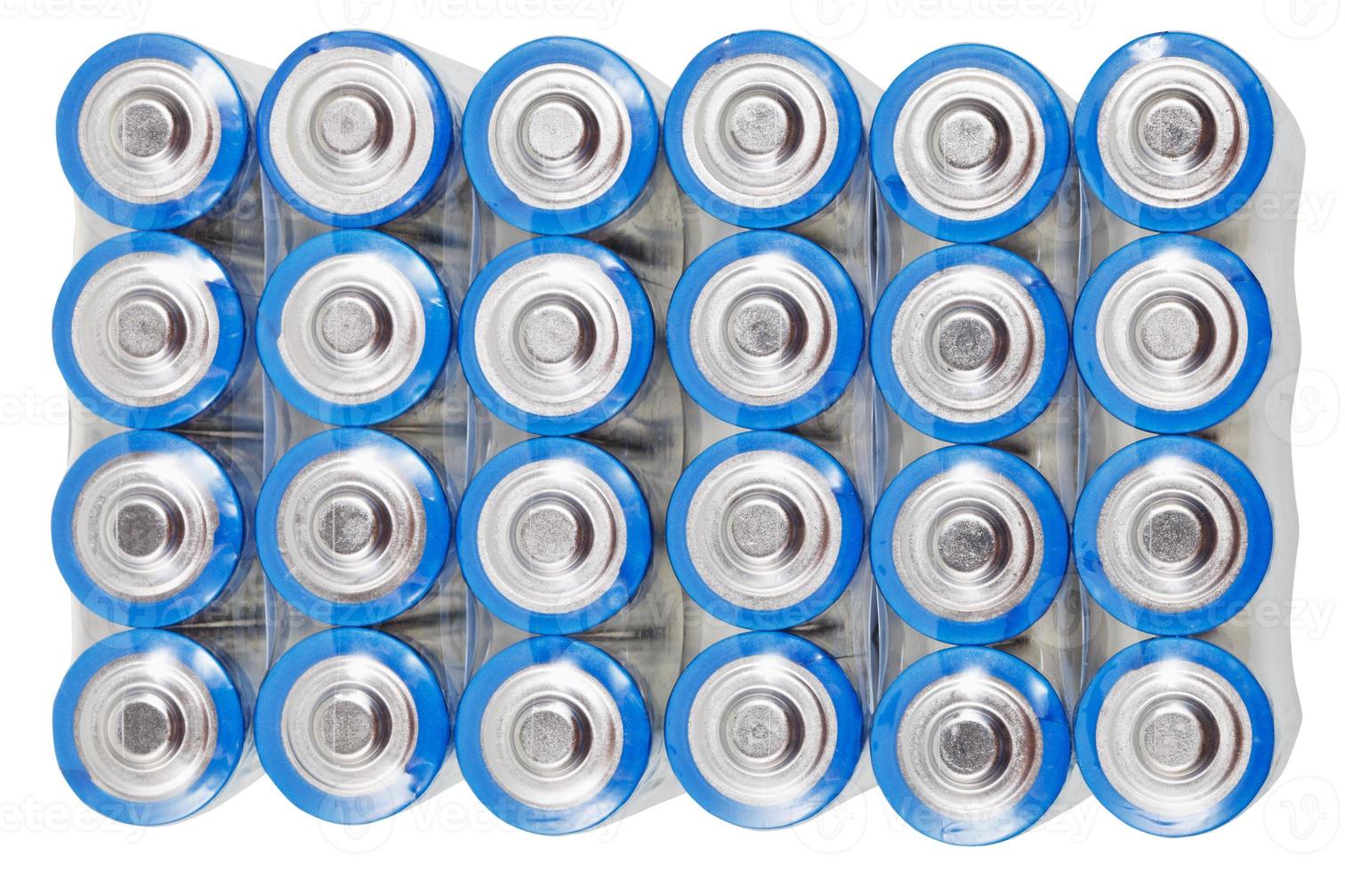 above view of pack AA electric batteries isolated photo