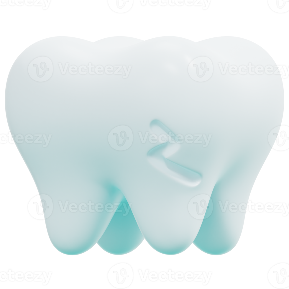 broken tooth 3d render icon illustration png