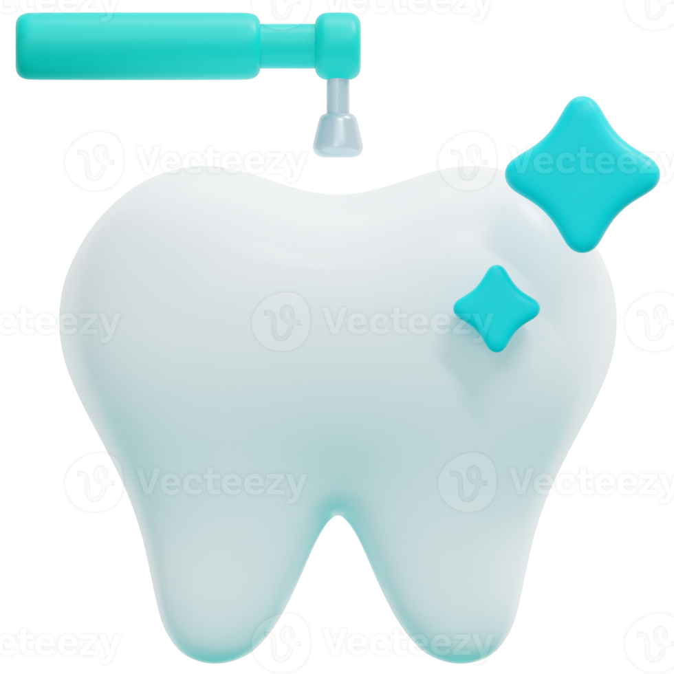 illustration de l'icône de rendu 3d de nettoyage dentaire png