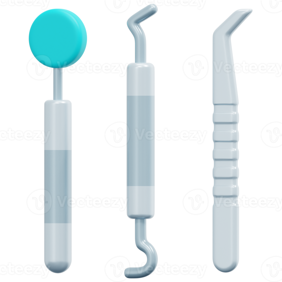 ferramentas de dentista ilustração de ícone de renderização 3d png