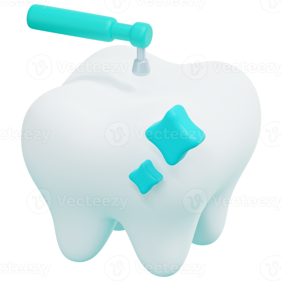 ilustración de icono de renderizado 3d de limpieza dental png