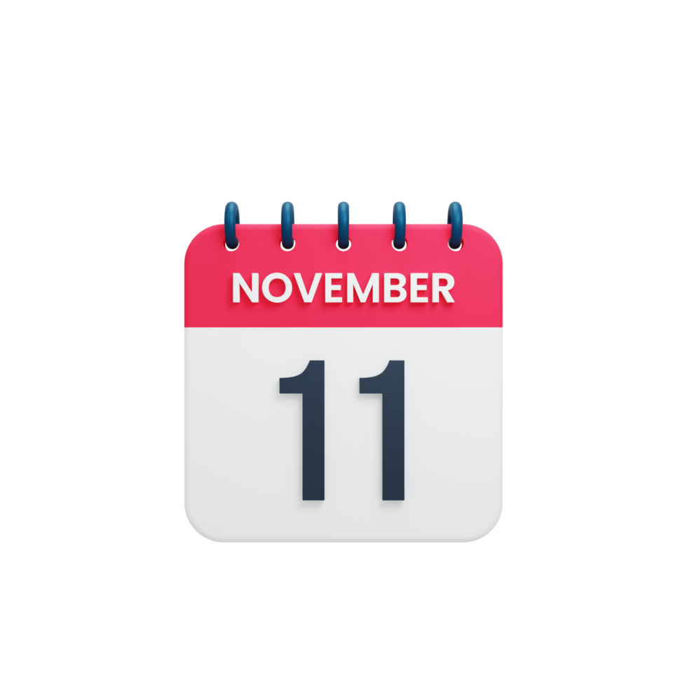 november realistisk kalender ikon 3d återges datum november 11 png