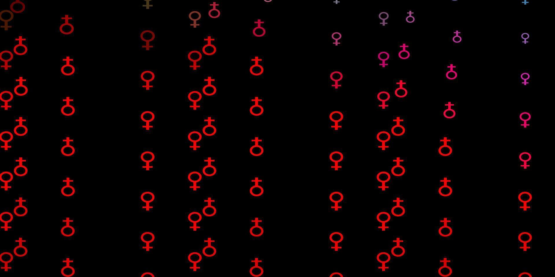 textura de vector verde oscuro, rojo con símbolos de derechos de las mujeres.