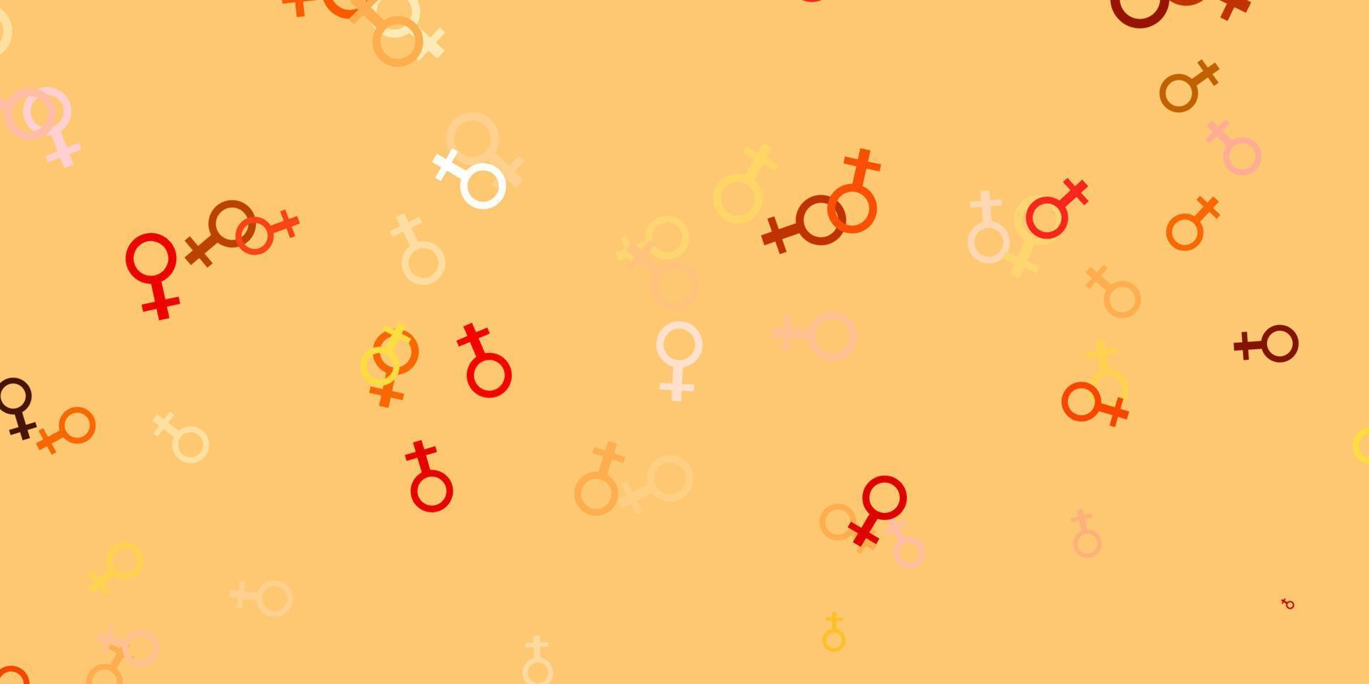 Light Pink, Yellow vector background with woman symbols.