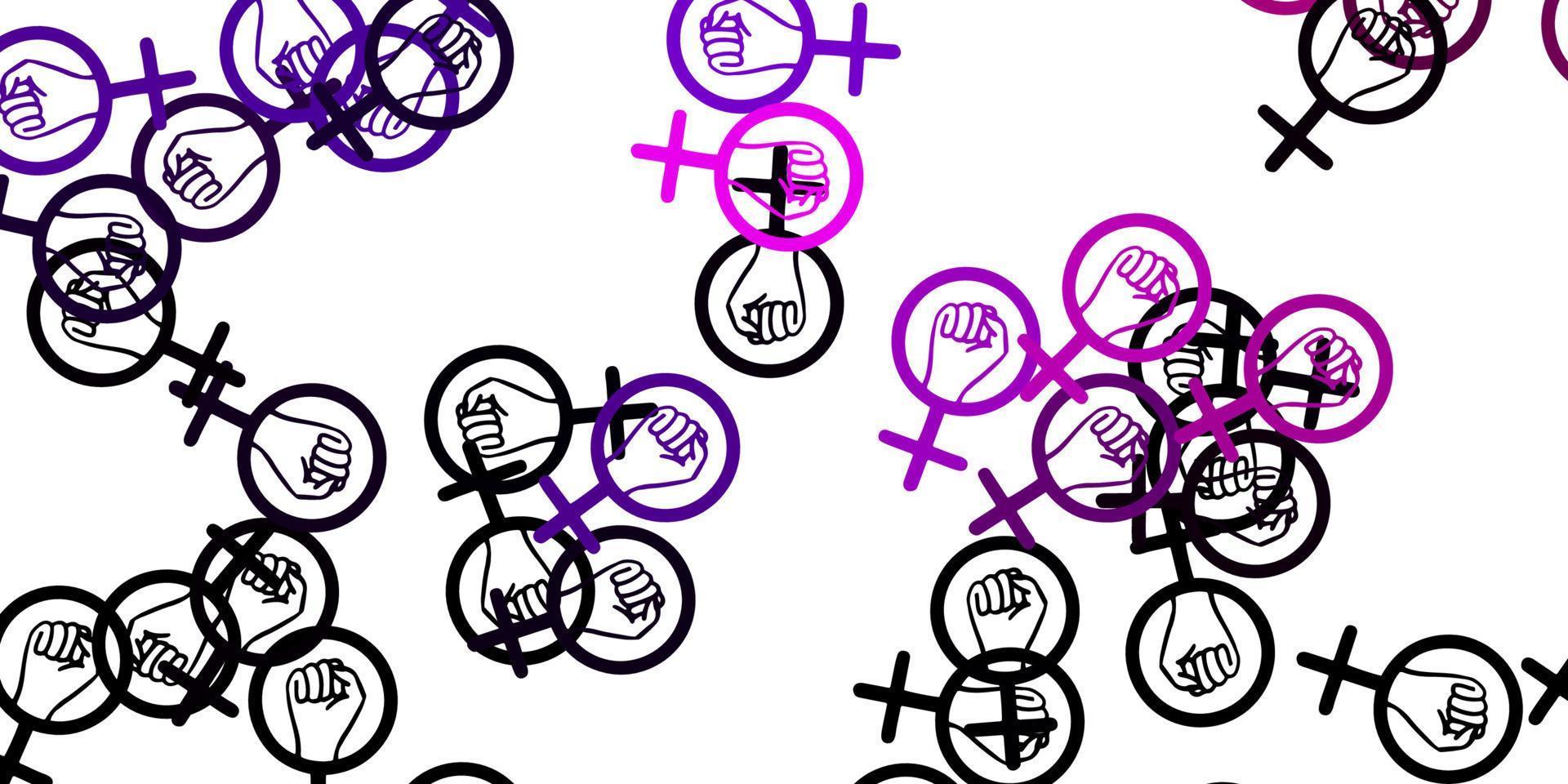 Light Purple vector texture with women's rights symbols.