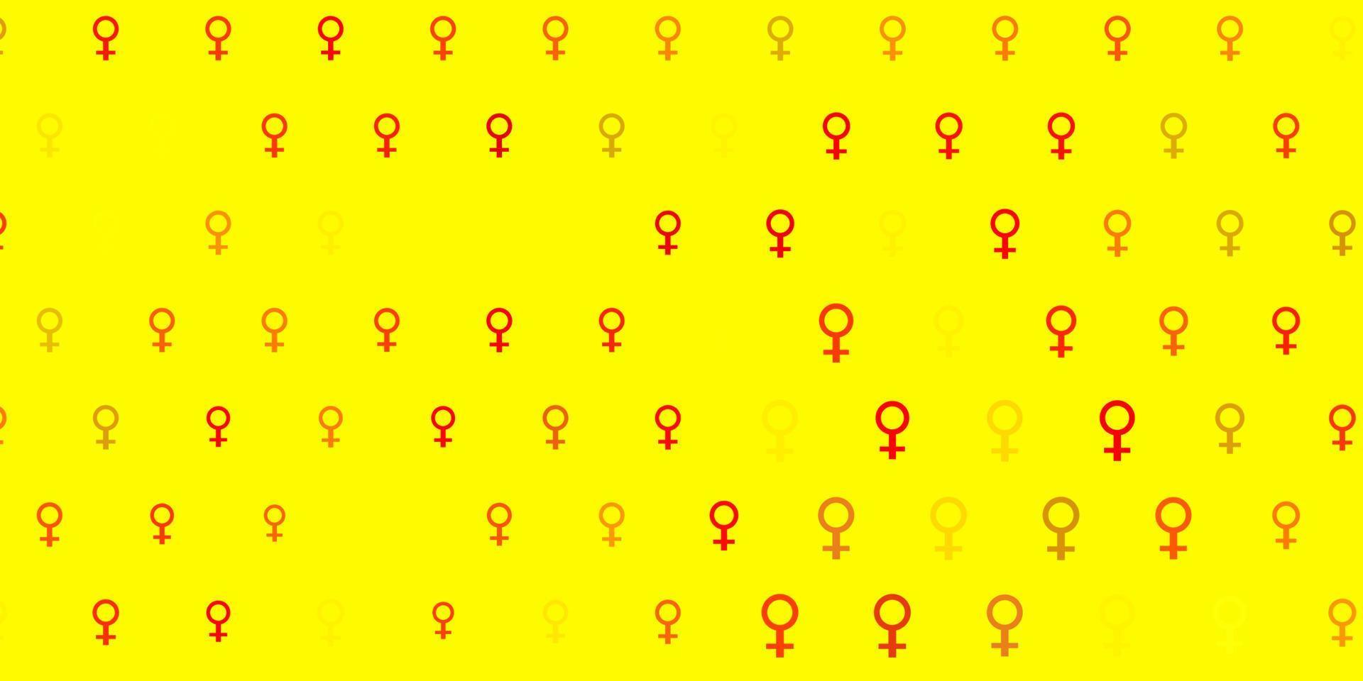 Light Red, Yellow vector pattern with feminism elements.