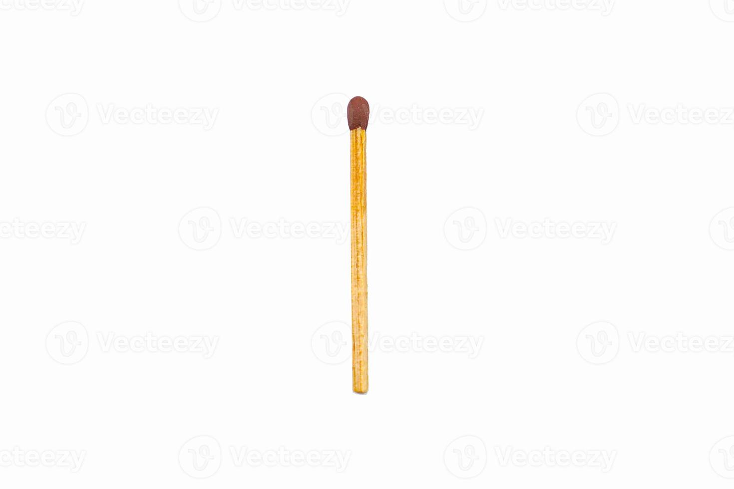 wood match stick isolated on white. Closeup shot. photo