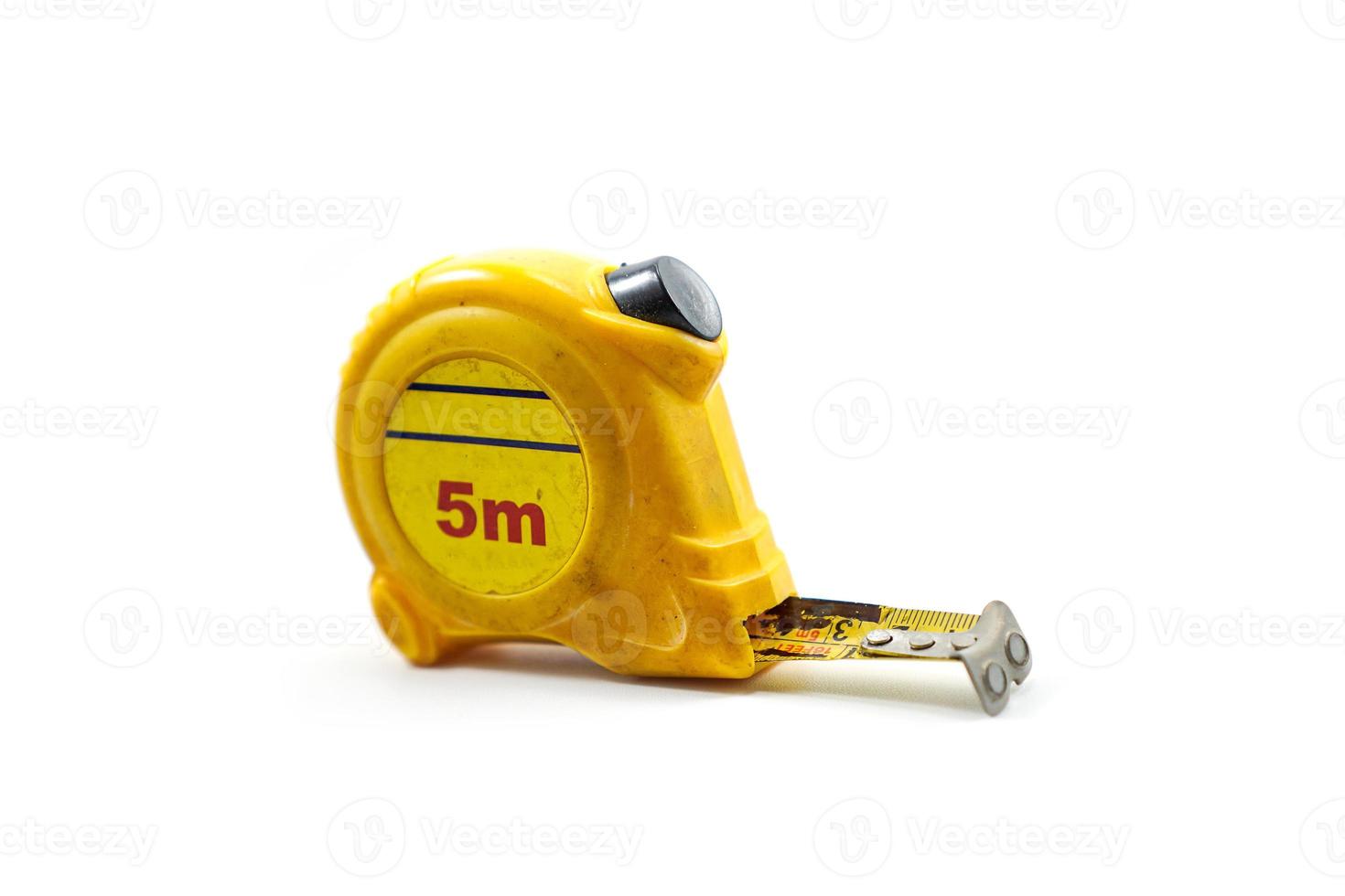 5 meter used manual measuring tape isolated on a white photo