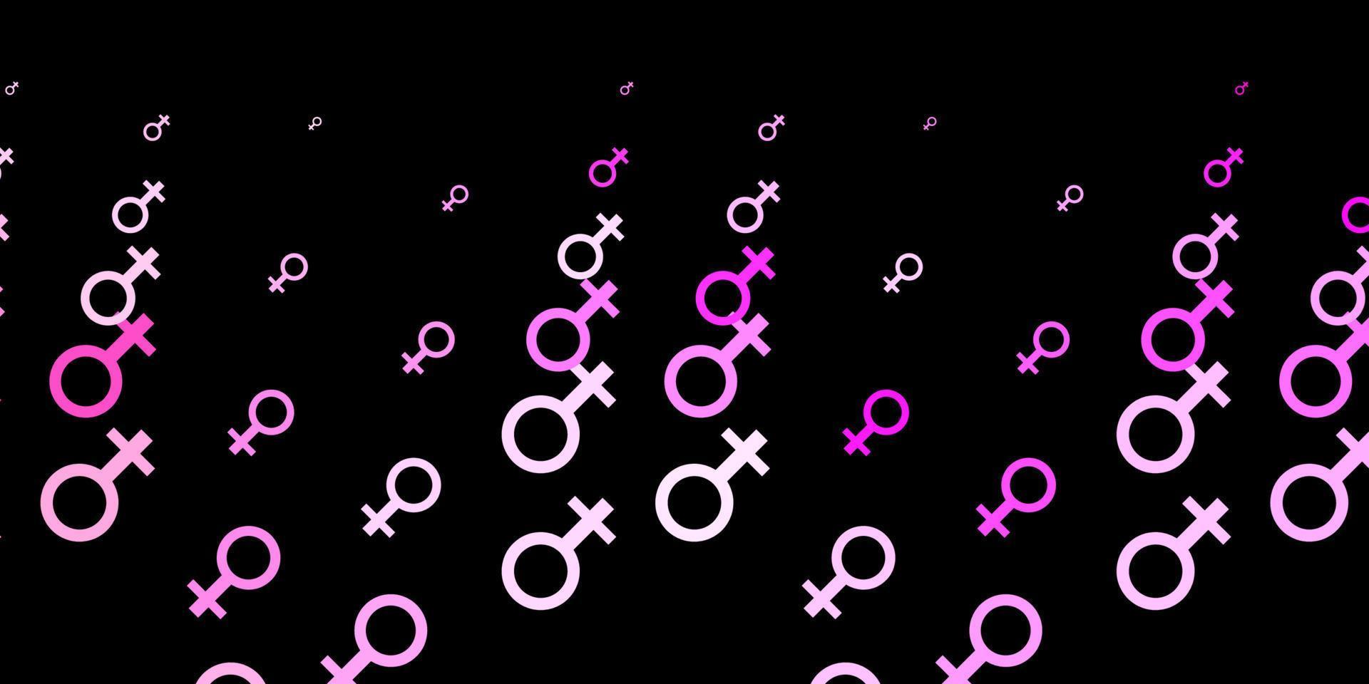 patrón de vector de color rosa oscuro, amarillo con elementos de feminismo.