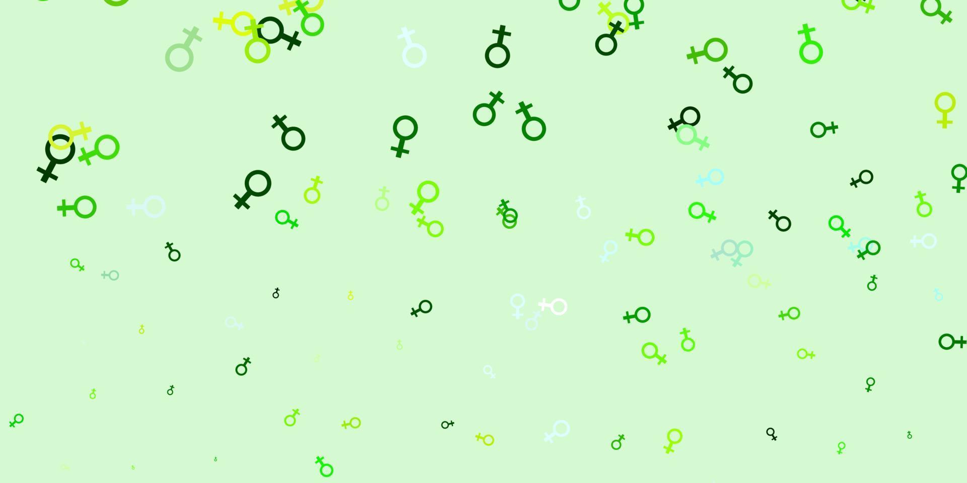 Light Green, Yellow vector pattern with feminism elements.