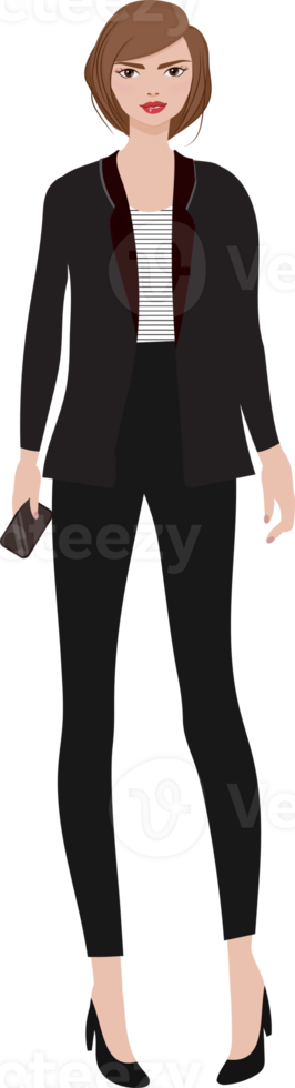 working woman in beautiful black and white outfit png