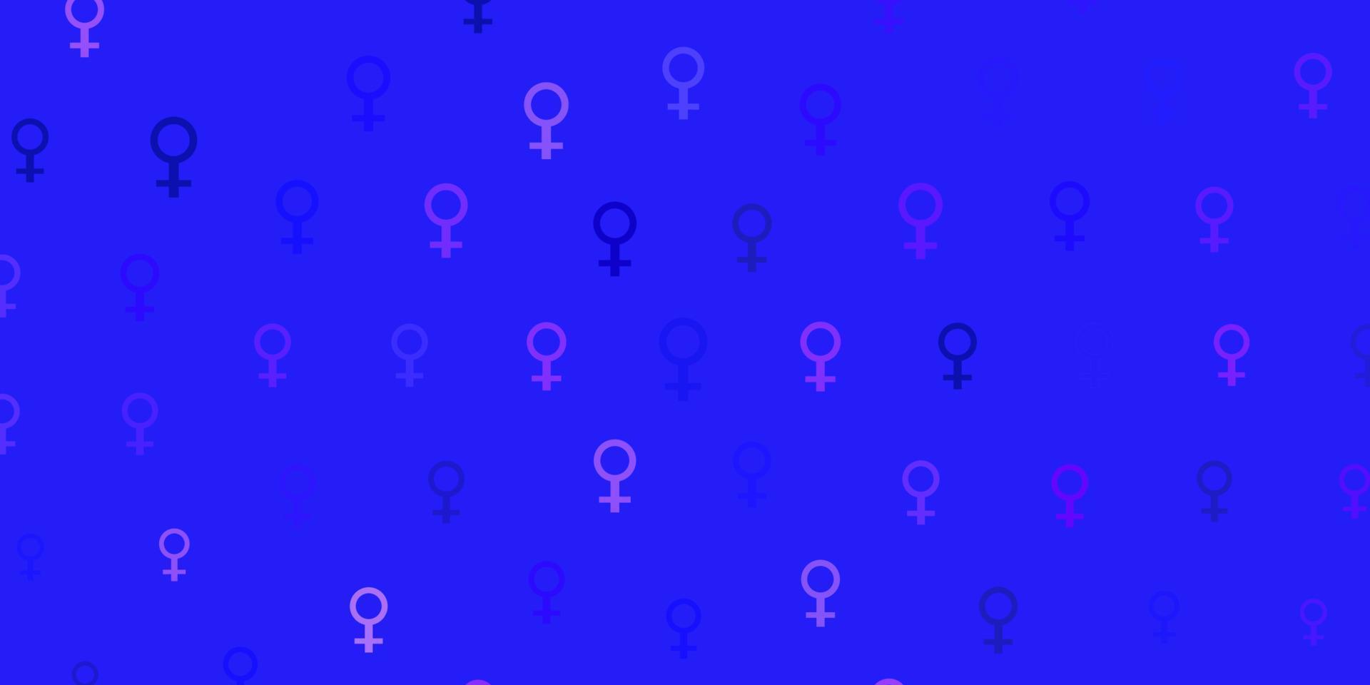 Fondo de vector púrpura claro con símbolos de mujer.