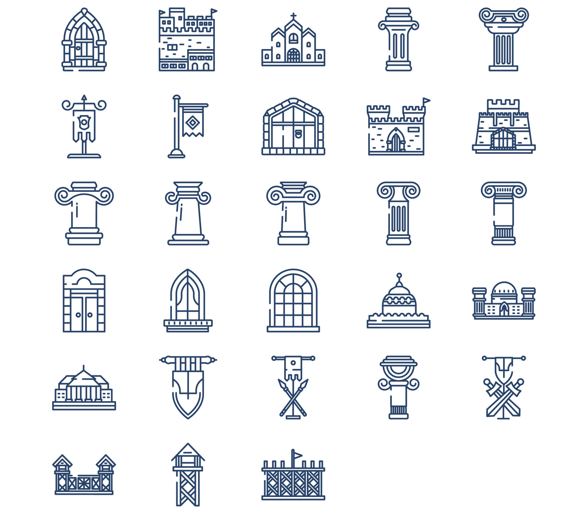 Medieval Architecture And Castle Icon Set 12042491 Vector Art At Vecteezy Medieval Architecture And Castle Icon Set 12042491 Vector Art At Vecteezy