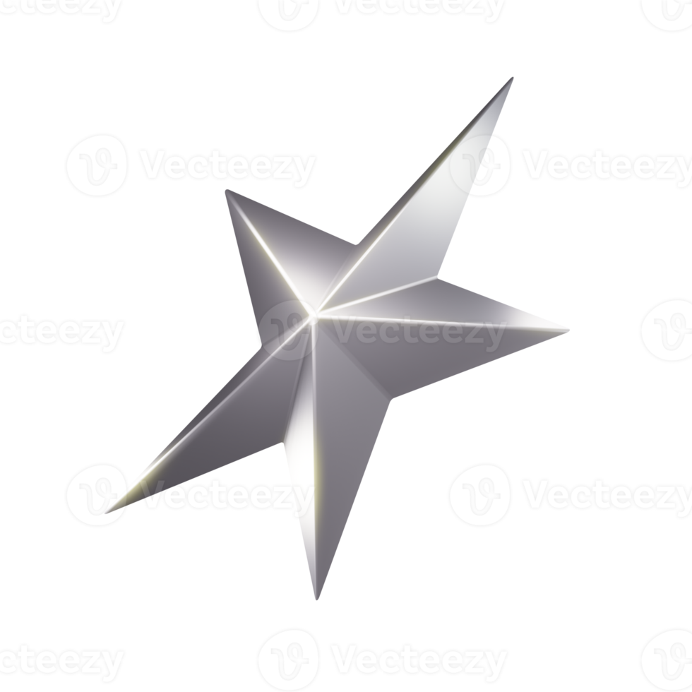 calificación de estrellas 3d icono plata png